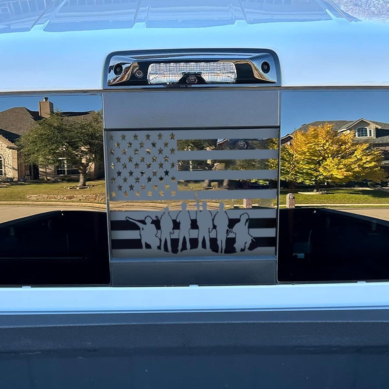 xinghe for Dodge Ram 2009 to 2024, American Flag Decals Stickers for Truck Back Middle Window, Matte Black USA Flag Decal - Image 3